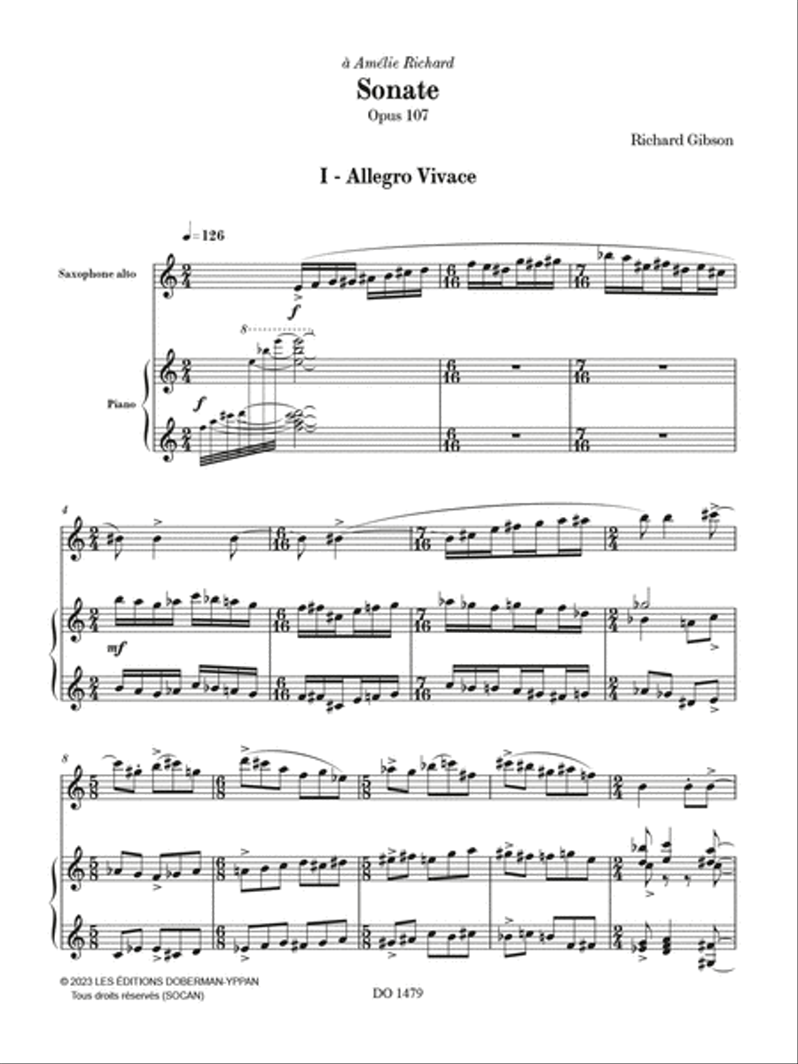 Sonate, opus 107 Sonate, opus 107 Alto Saxophone scores gallery preview page 2