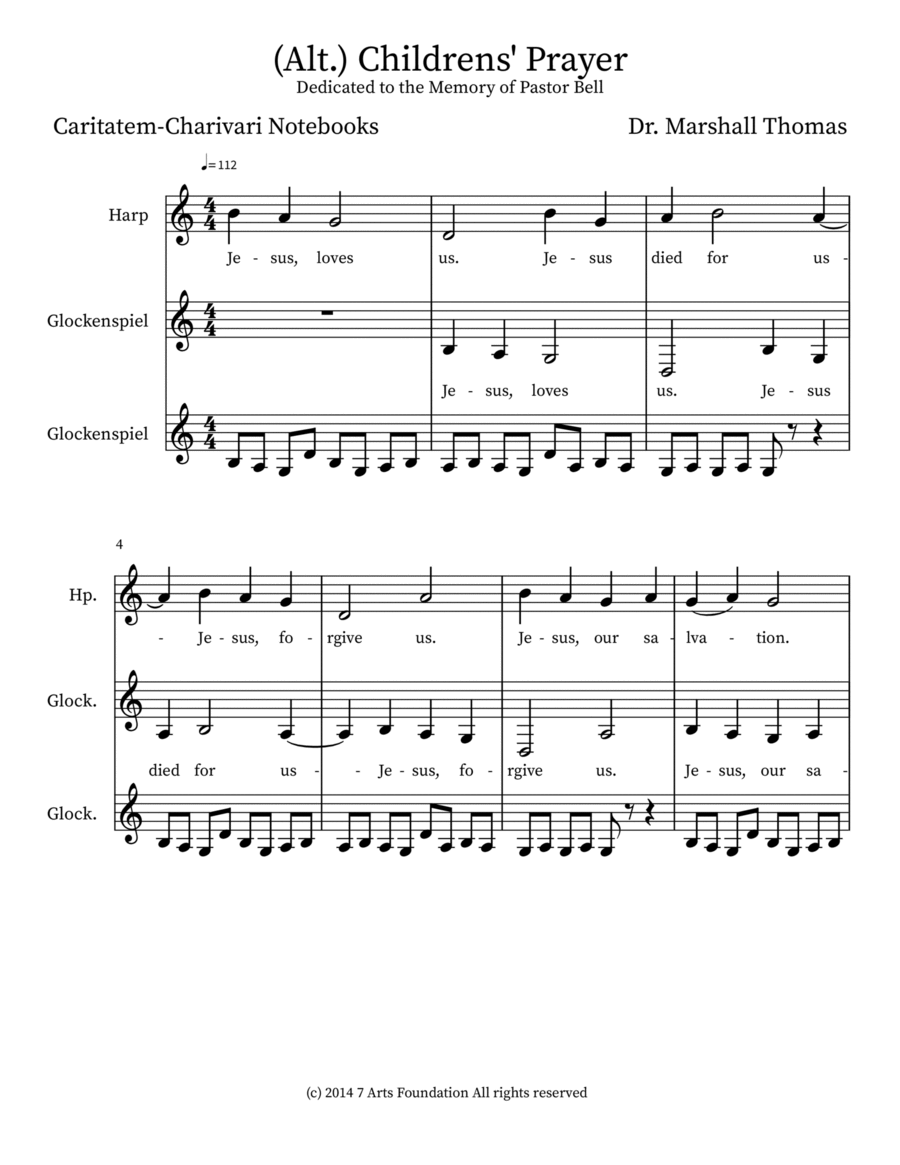 (Alt.) Childrens' Prayer (Alt.) Childrens' Prayer Percussion scores gallery preview page 1