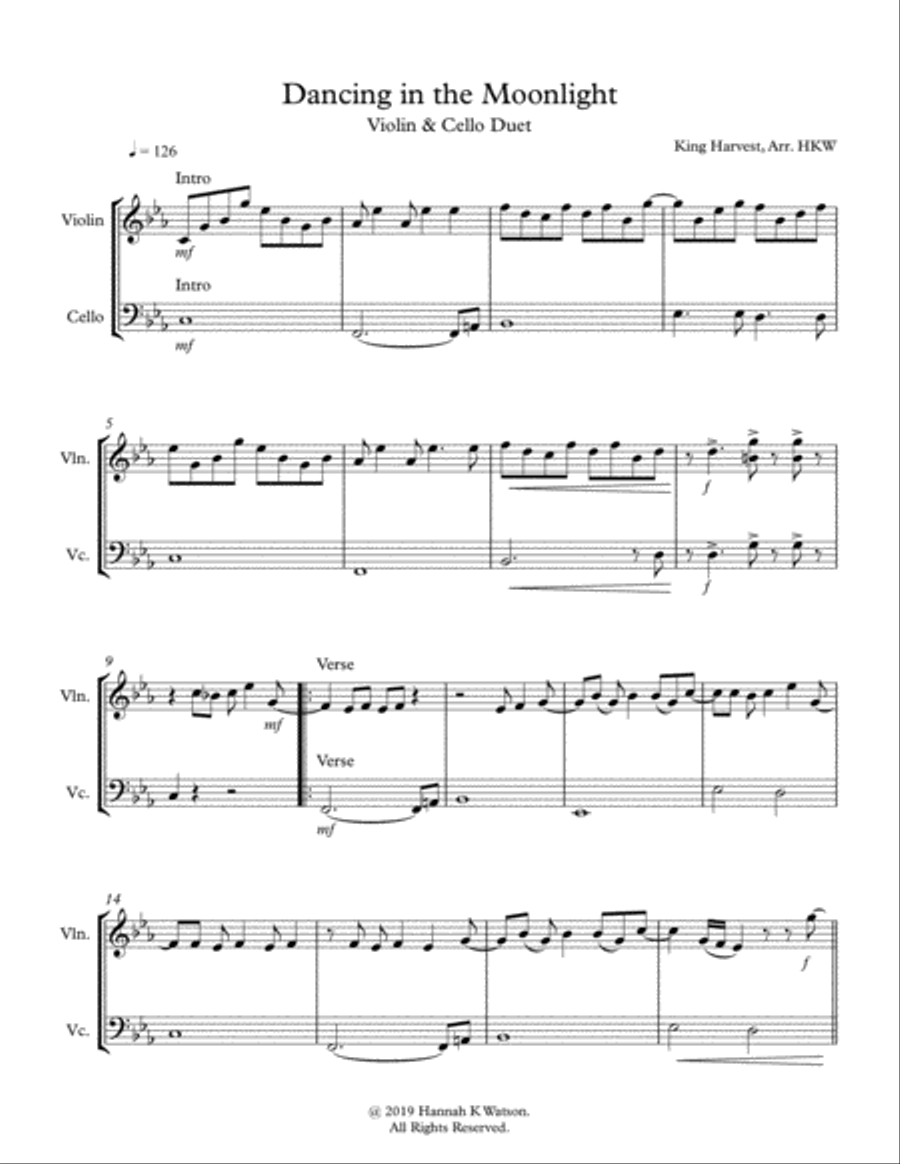 Dancin' In The Moonlight String Duet scores gallery preview page 1