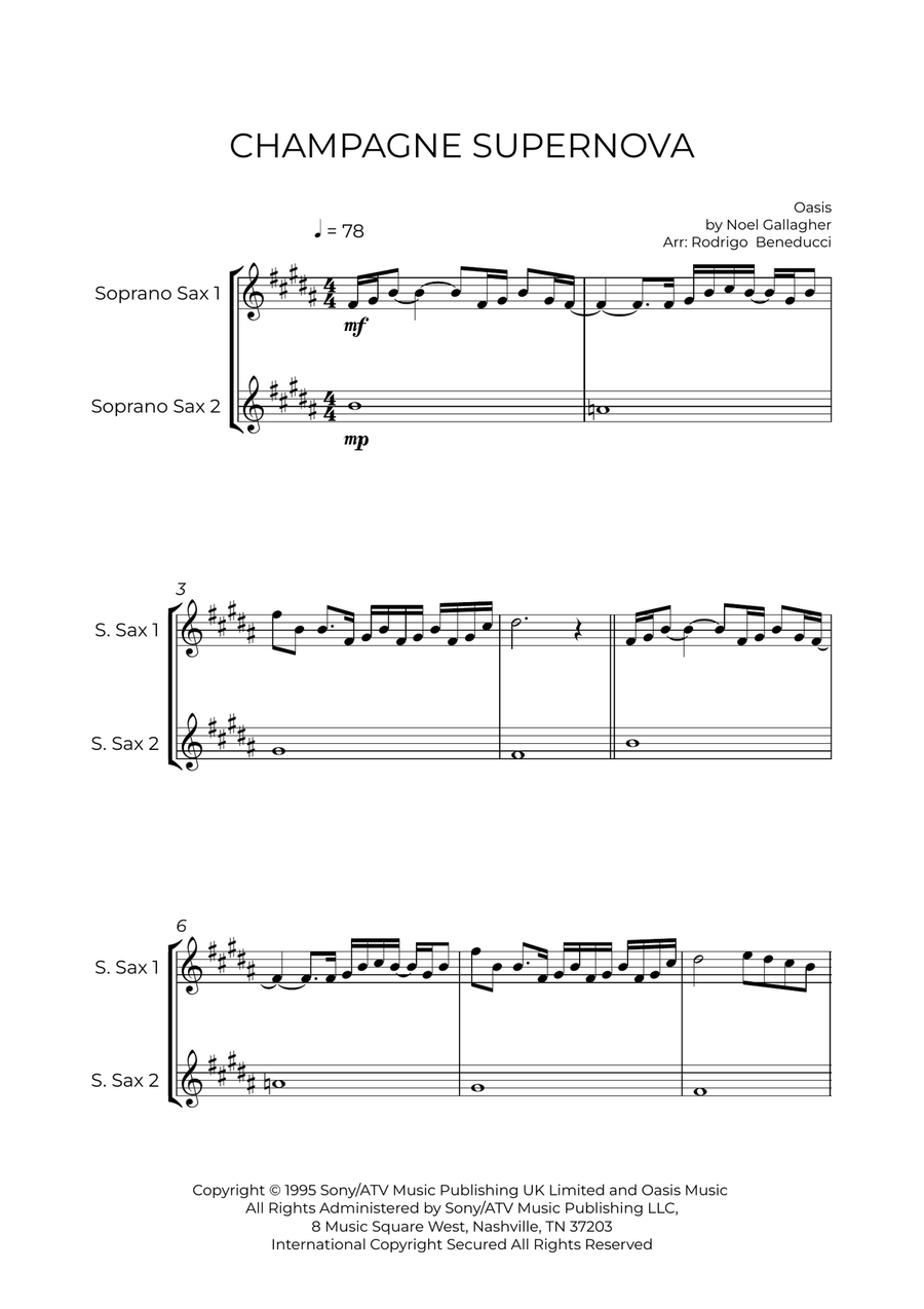Champagne Supernova Woodwind Duet scores gallery preview page 2