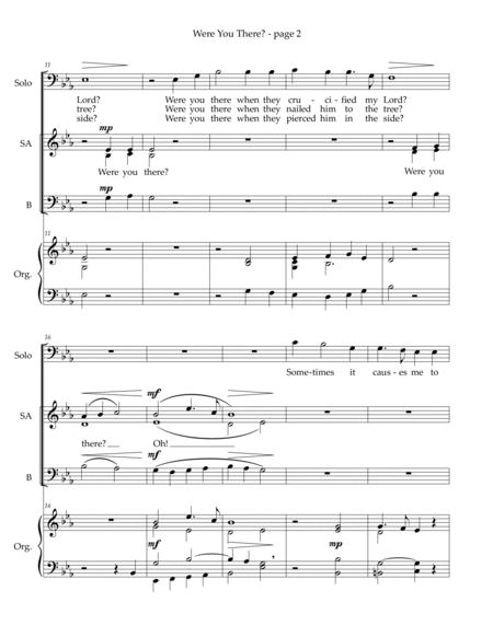 Were You There (When They Crucified My Lord)? — baritone solo, SAB voices, organ image number null