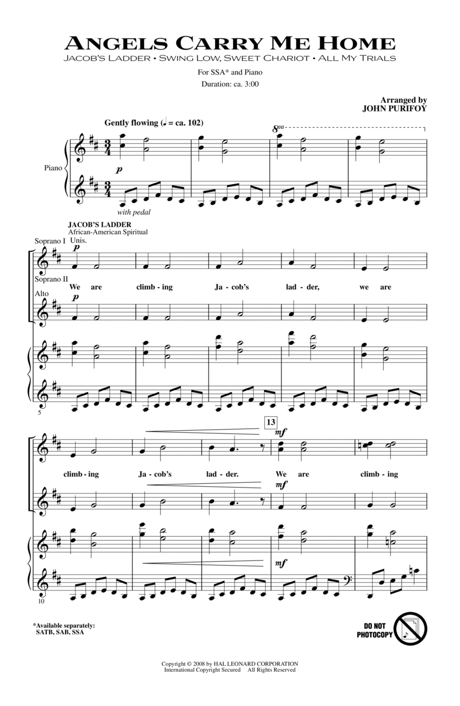 Angels Carry Me Home (Medley) SSA scores gallery preview page 1