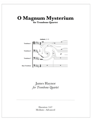 Book cover for O Magnum Mysterium for Trombone Quartet
