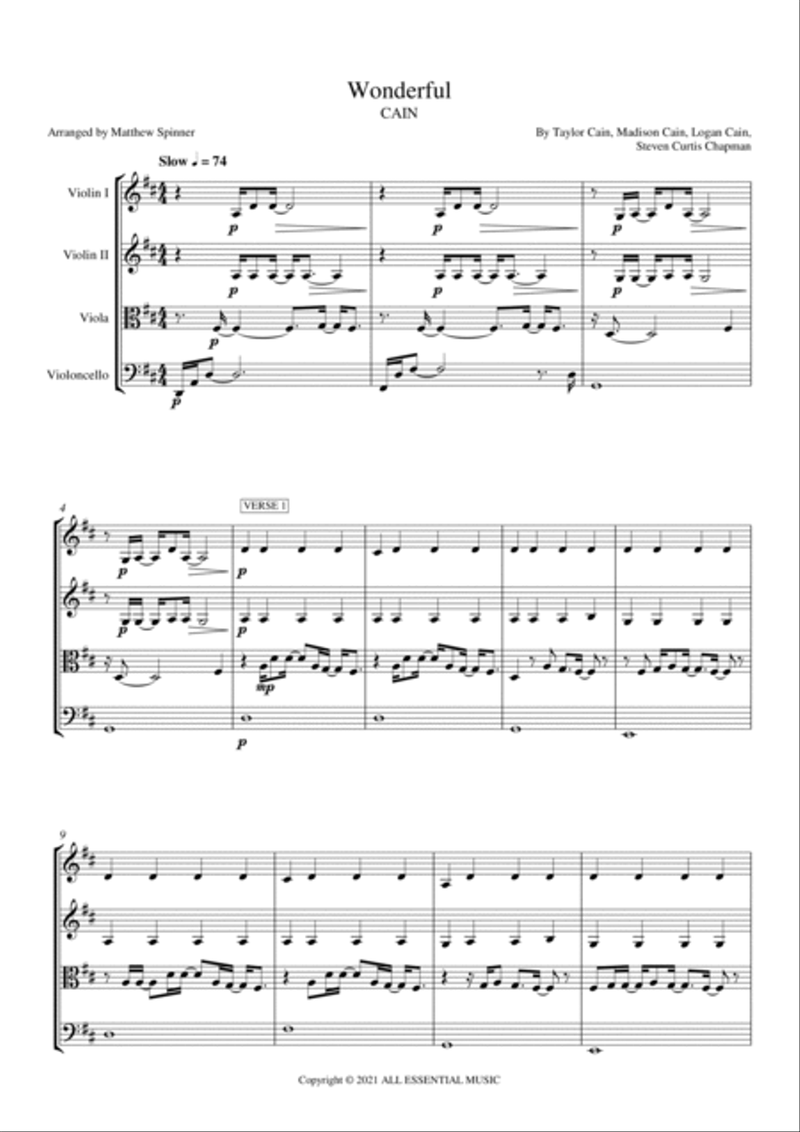 Wonderful String Quartet scores gallery preview page 3