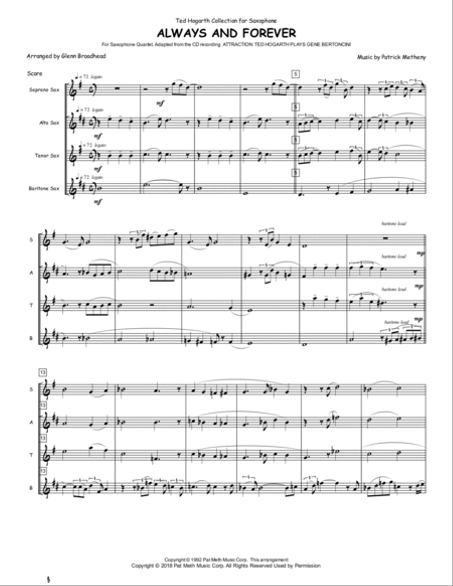 Always And Forever Saxophone Quartet scores gallery preview page 2