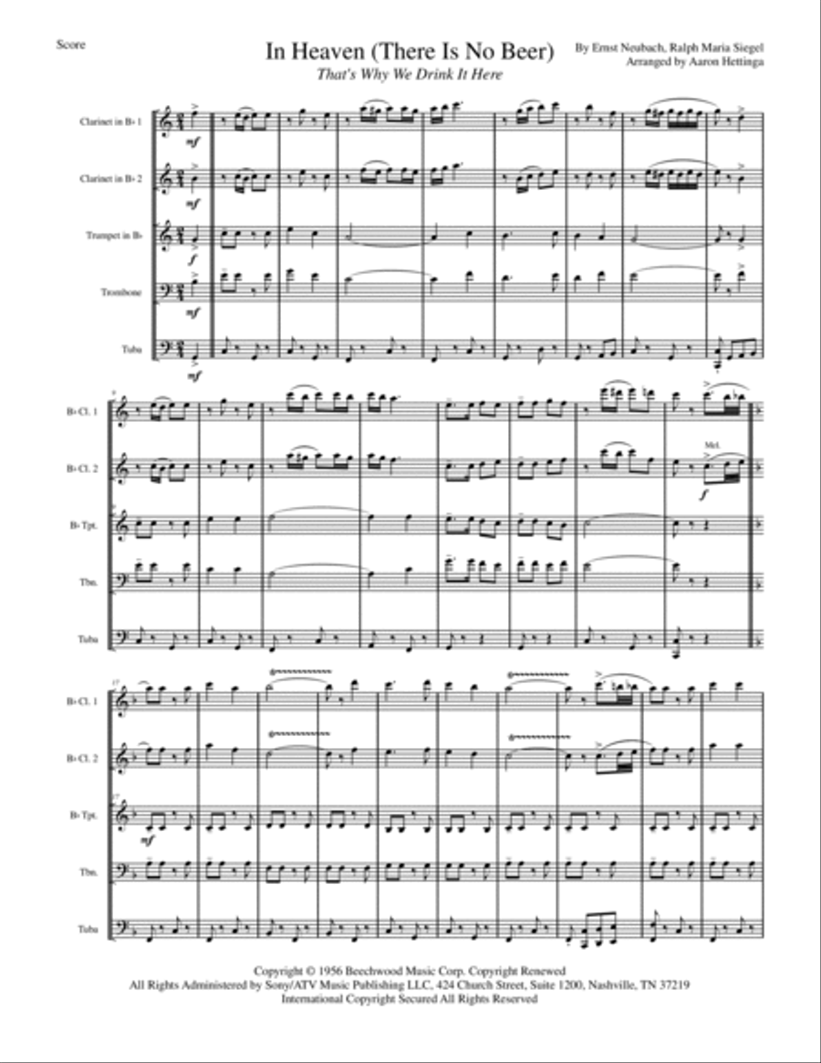 In Heaven There Is No Beer Clarinet scores gallery preview page 3