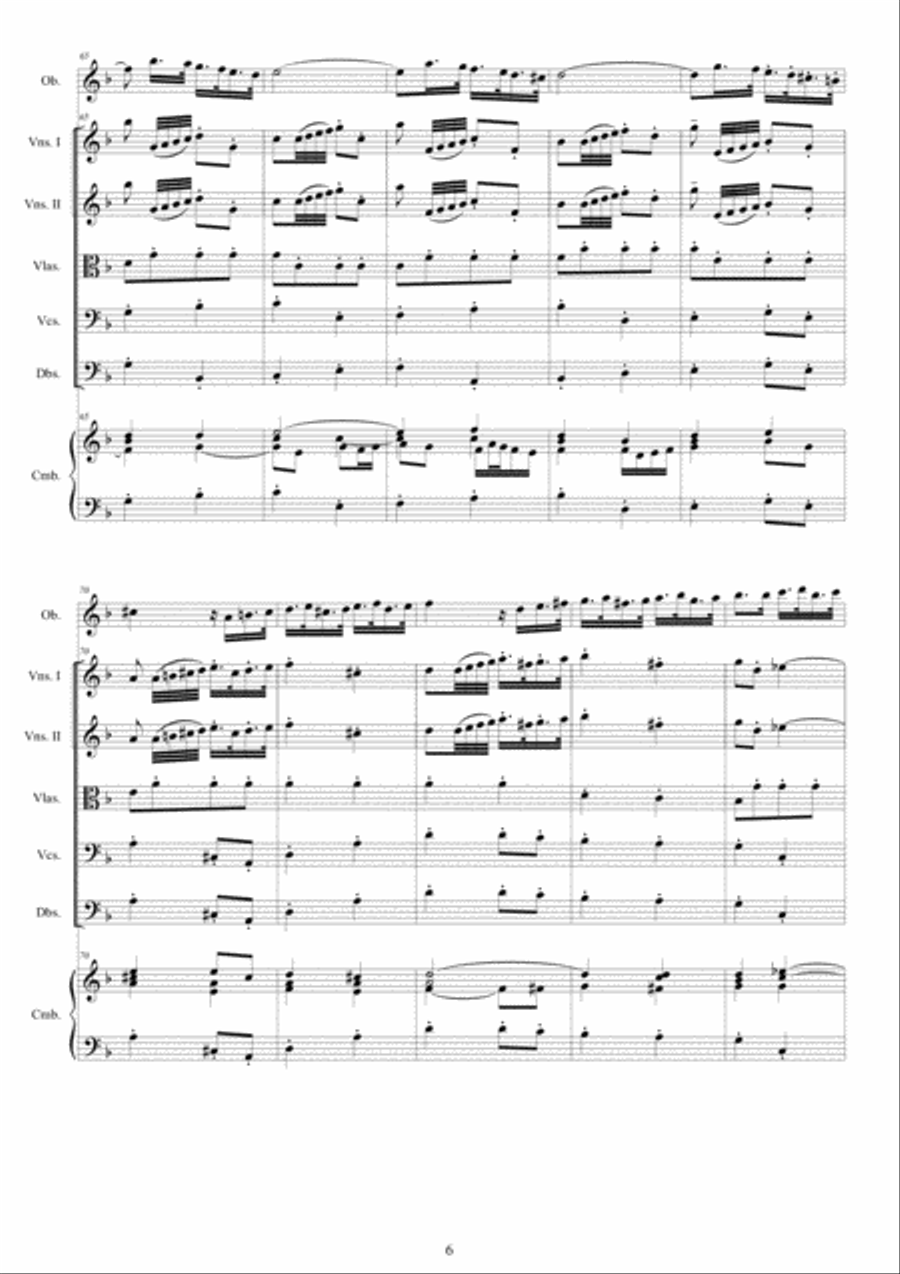 Albinoni - Oboe Concerto No.2 in D minor Op.9 for Oboe, Strings and Cembalo Chamber Orchestra scores gallery preview page 6