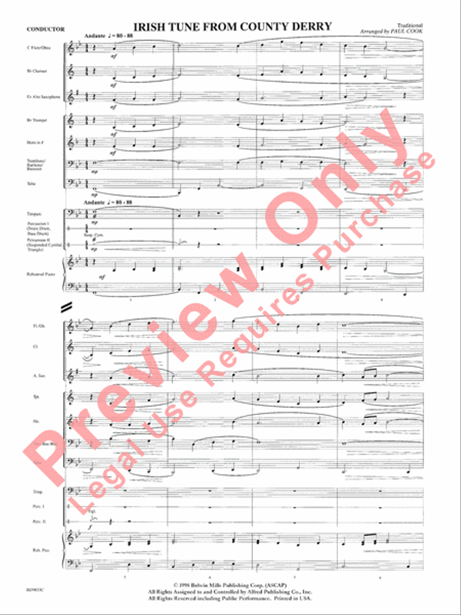 Irish Tune from County Derry Concert Band scores gallery preview page 3