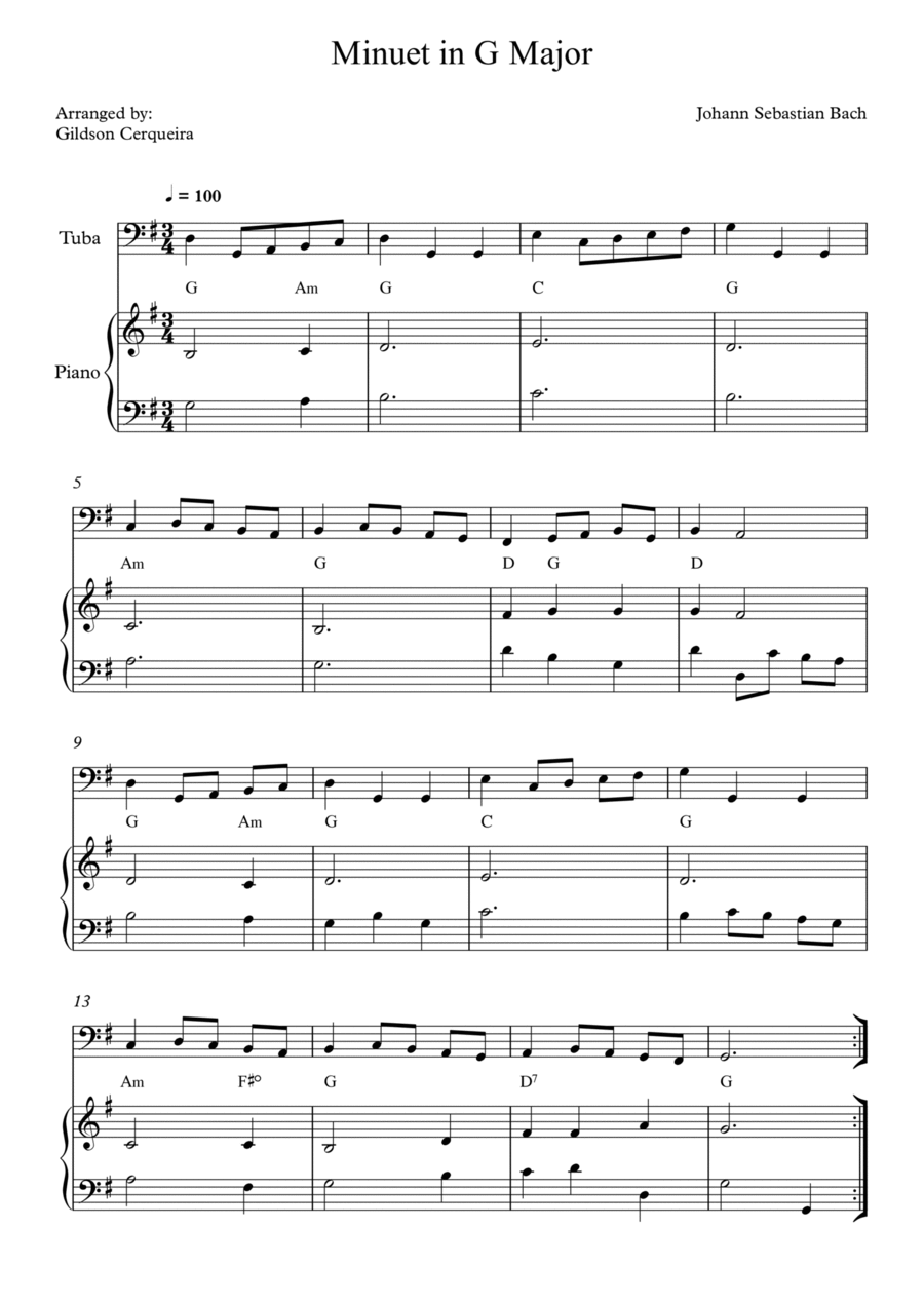 Minuet in G Chamber Music scores gallery preview page 1