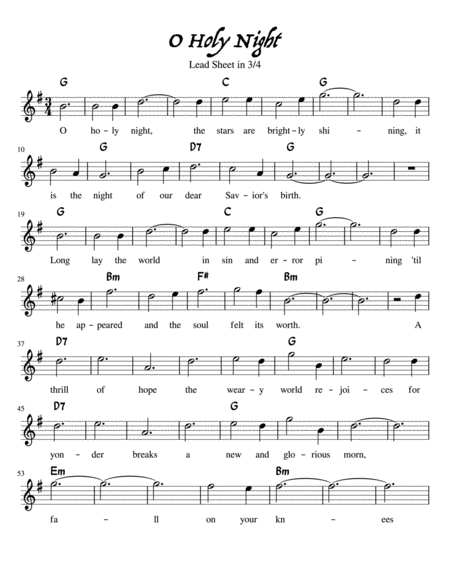 O Holy Night Lead Sheet in 3/4 image number null