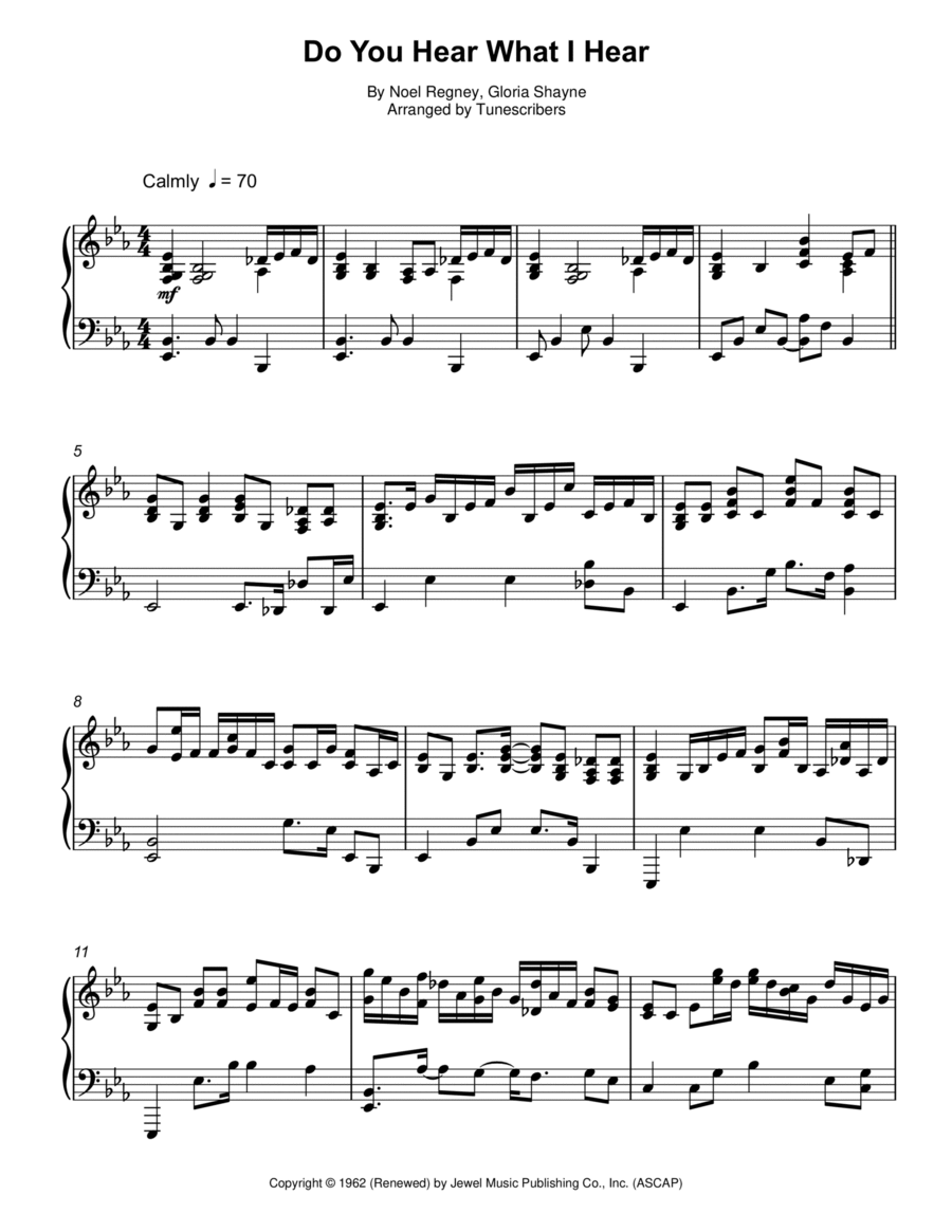 Do You Hear What I Hear Do You Hear What I Hear Piano Solo scores gallery preview page 1