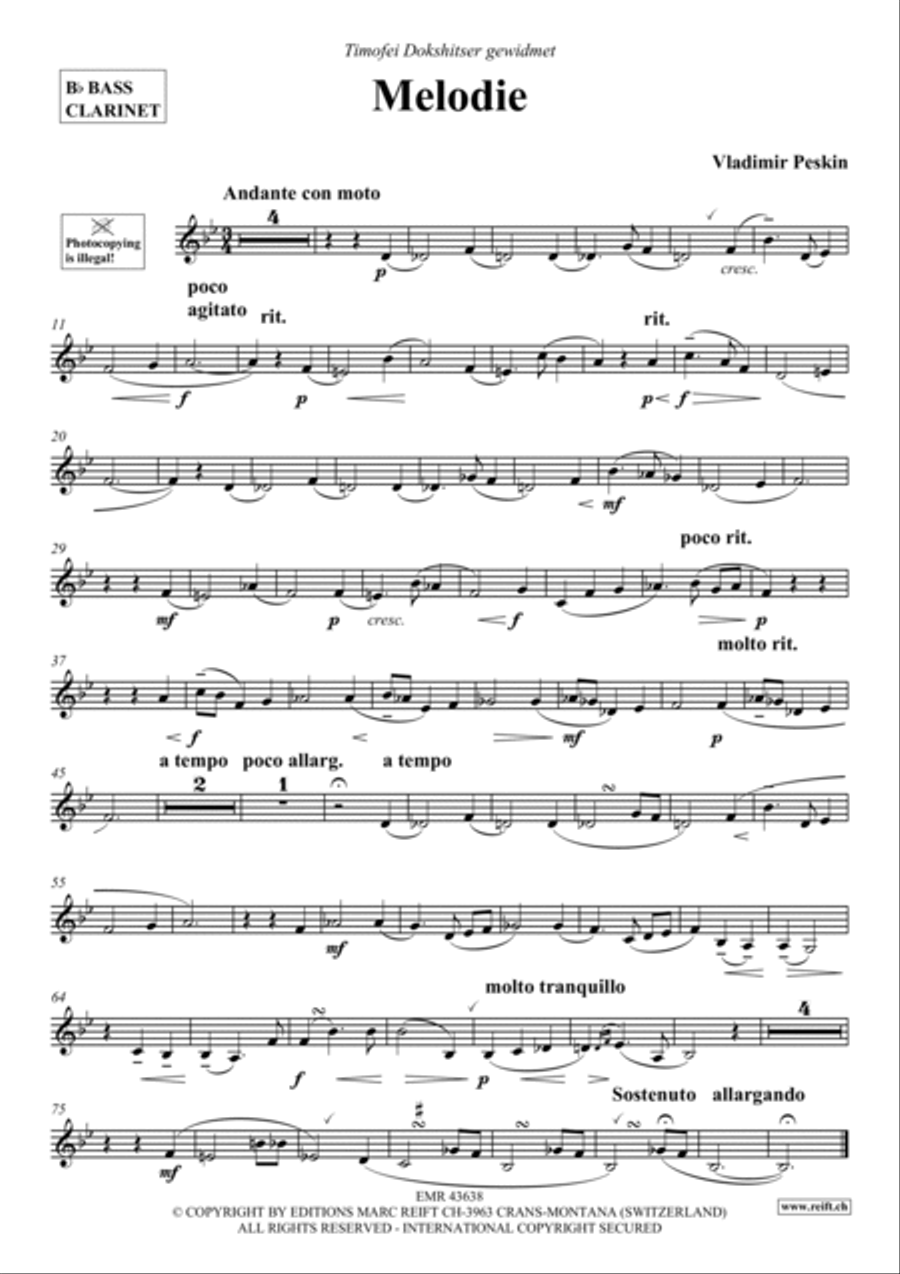 Melodie Melodie Bass Clarinet scores gallery preview page 2