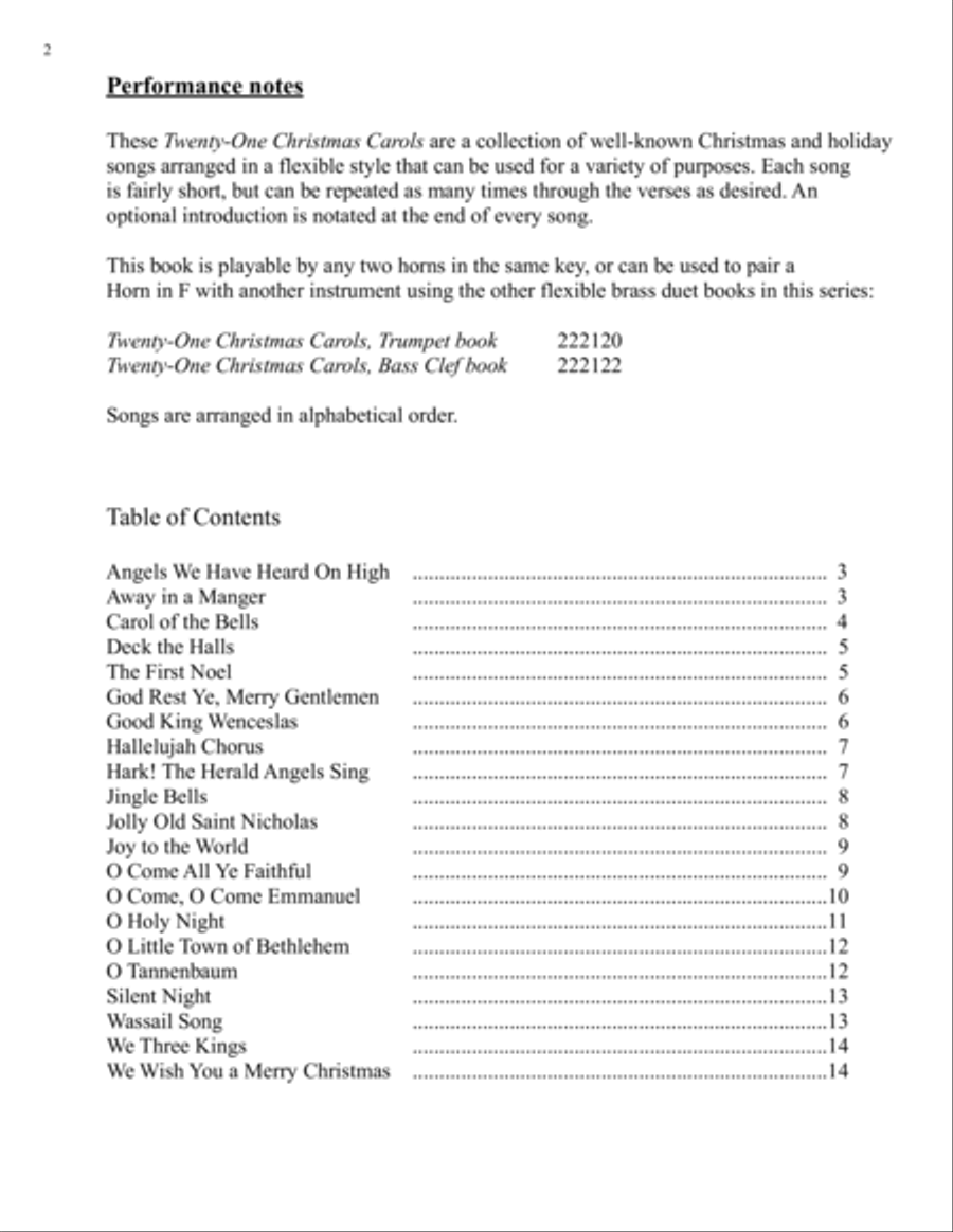 Twenty-One Christmas Carols for Flexible Brass Duet - F Horn Brass Duet scores gallery preview page 2