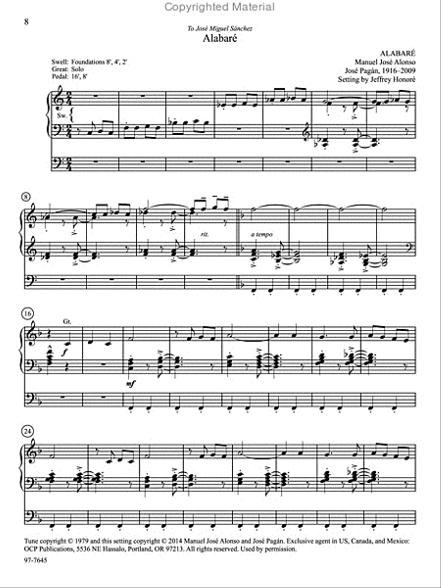 Un cantico nuevo: Organ Preludes for Spanish-Language Hymns in Lutheran Service Book Organ scores gallery preview page 3