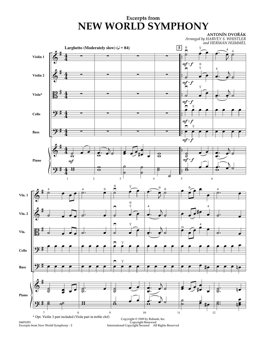Excerpts from New World Symphony - Full Score Orchestra scores gallery preview page 2