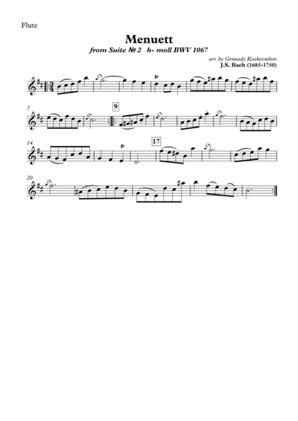 J.S. Bach, Menuet from Suite #2 h-moll (BWV 1067) image number null