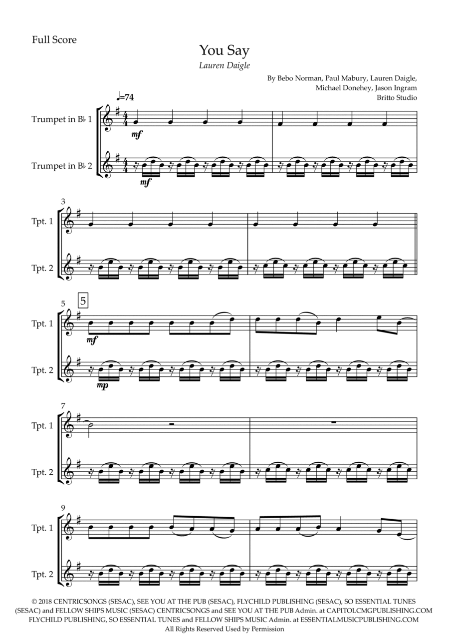 You Say You Say Trumpet Duet scores gallery preview page 1
