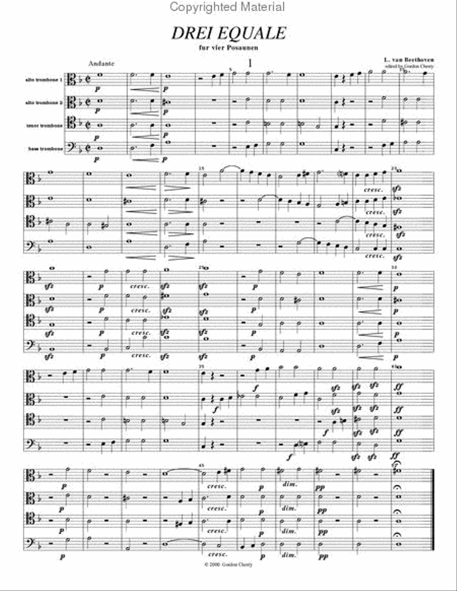 Drei (Three) Equale for Trombone Quartet Trombone Quartet scores gallery preview page 2