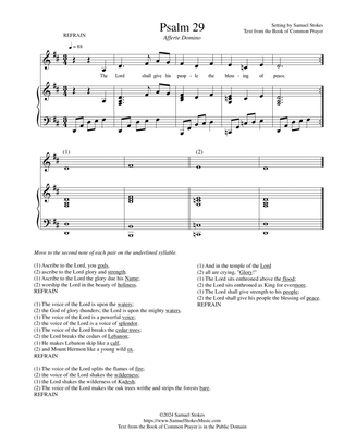 Psalm 29 BCP - for cantor with accompaniment and refrain
