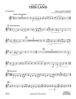 Book cover for This Land (from The Lion King) (arr. Robert Longfield) - Bb Trumpet 2