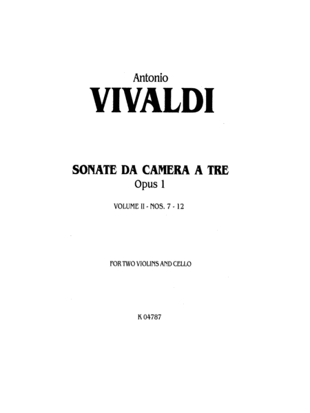 Sonatas de Camera a Tre, Op. 1, Volume 2