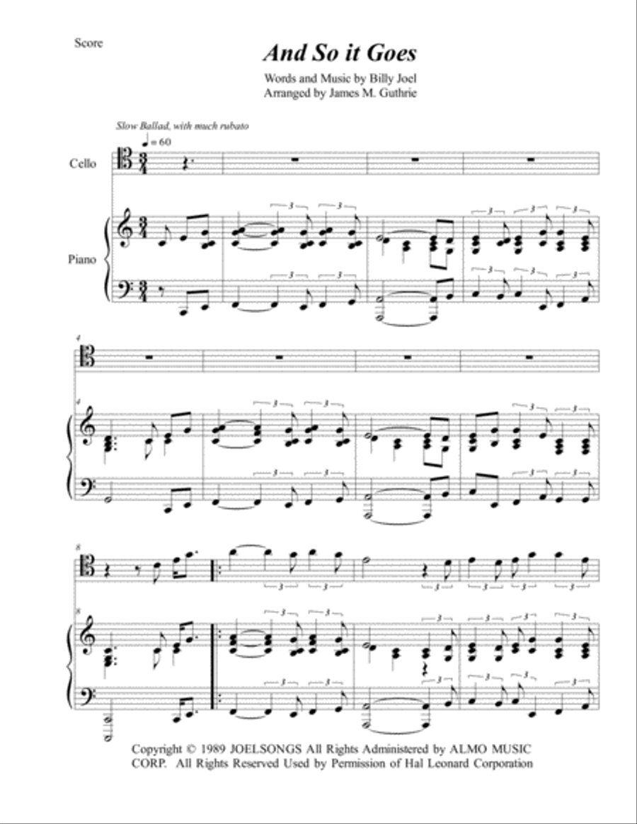 And So It Goes Piano scores gallery preview page 1