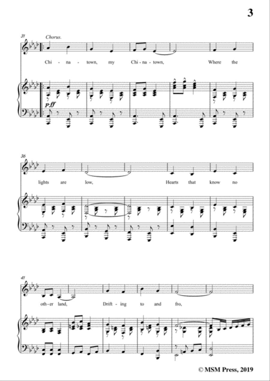 Jean Schwartz-Chinatown,My Chinatown,in A flat Major,for Voice and Piano Voice Solo scores gallery preview page 5