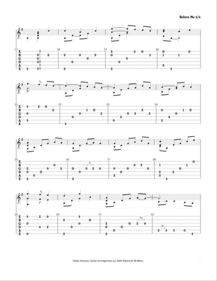 Believe Me, If All Those Endearing Young Charms (For Fingerstyle Guitar in Standard Tuning) Acoustic Guitar scores gallery preview page 2