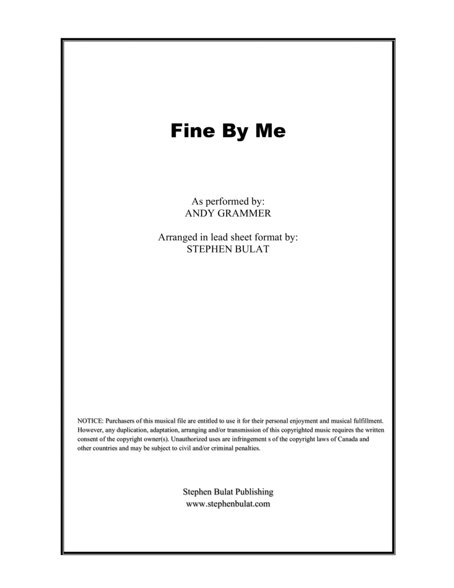 Fine By Me - Large Ensemble - Digital Sheet Music | Sheet Music Plus