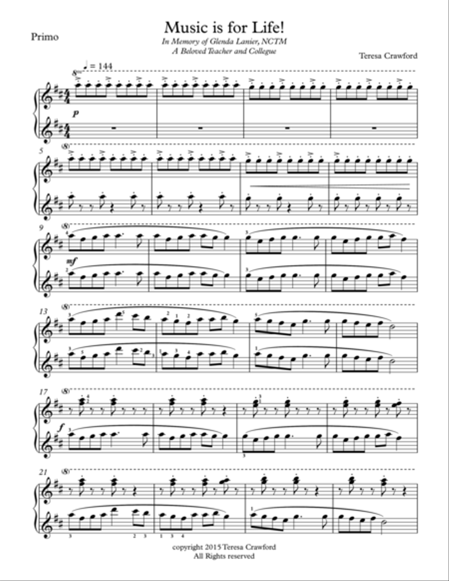 Music is for Life! Piano scores gallery preview page 1