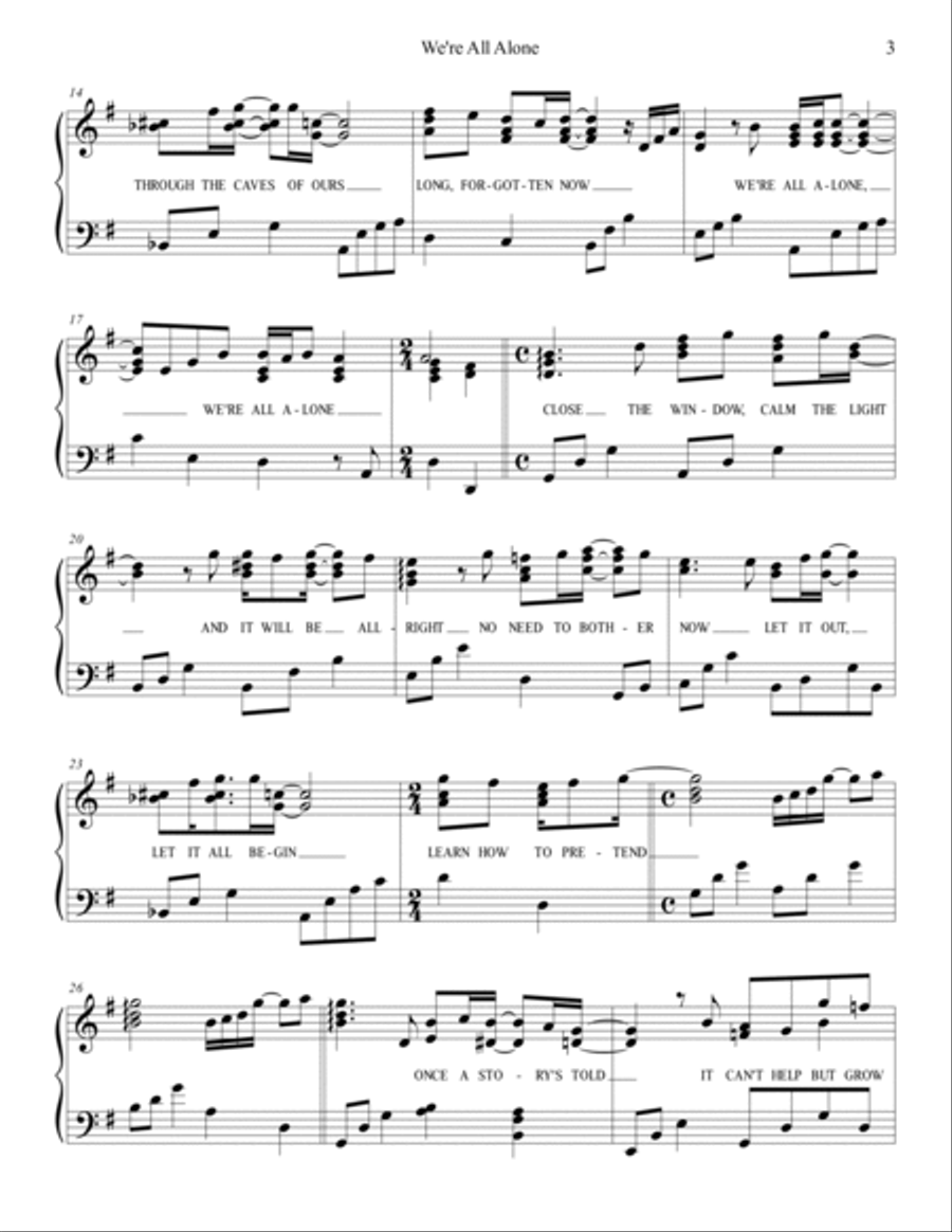 We're All Alone We're All Alone Easy Piano scores gallery preview page 3