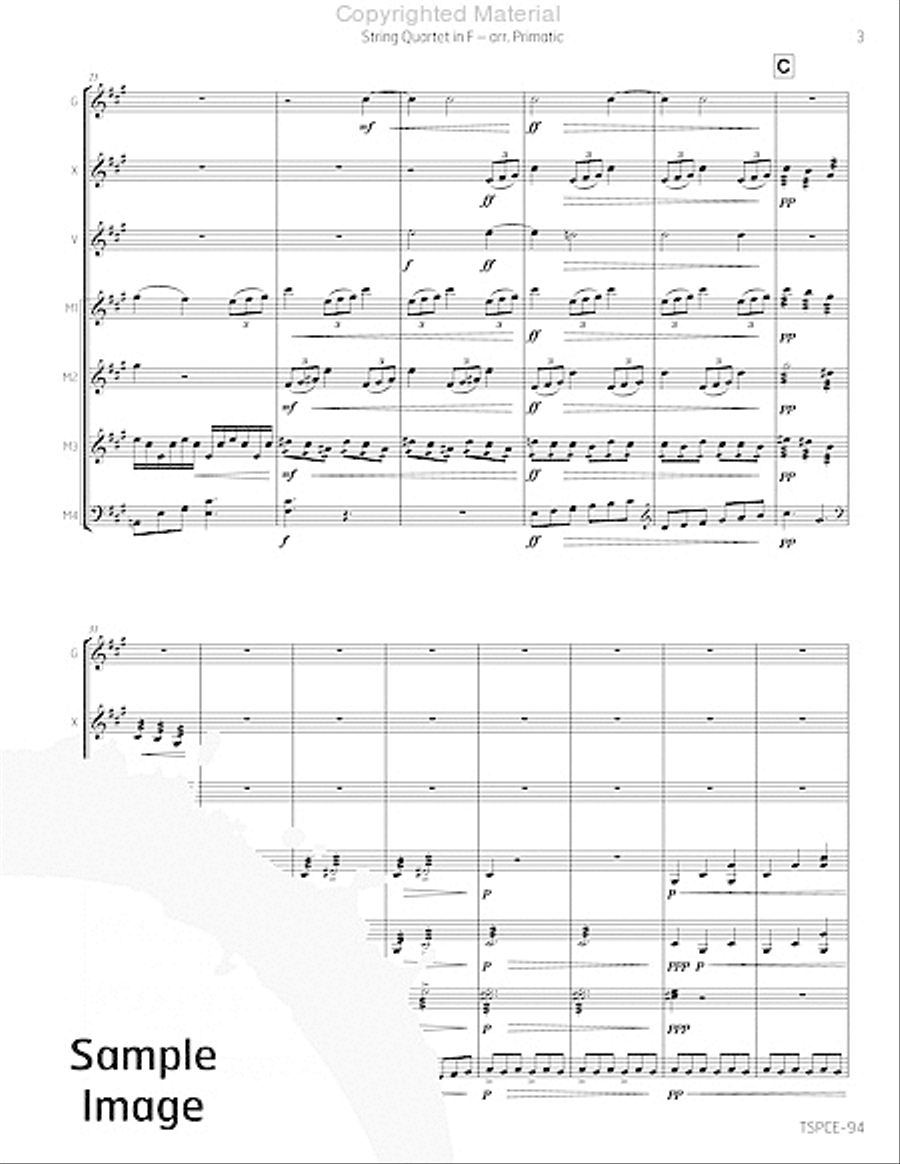 String Quartet in F Percussion Ensemble scores gallery preview page 6