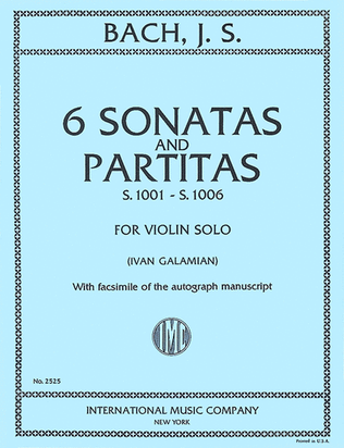 Book cover for Six Sonatas and Partitas, S. 1001-1006 (for Violin Solo)