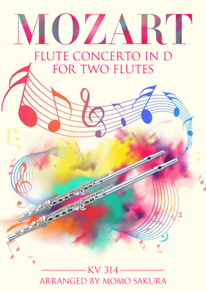 Book cover for Mozart Flute Concerto No.2 KV314 2nd movement arranged for 2 Flutes/ Flute duet <Parts>