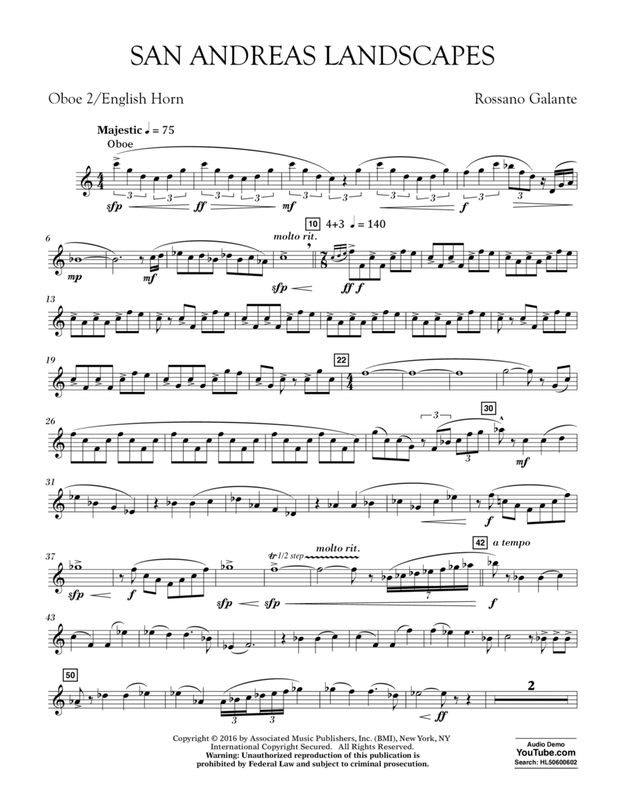 San Andreas Landscapes - Oboe 2 (English Horn) English Horn scores gallery preview page 1