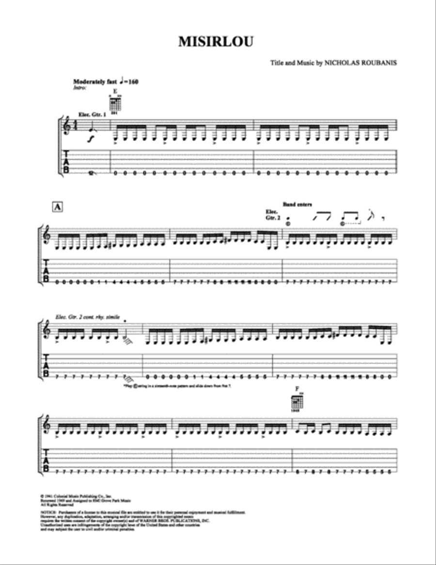 Misirlou Electric Guitar scores gallery preview page 1