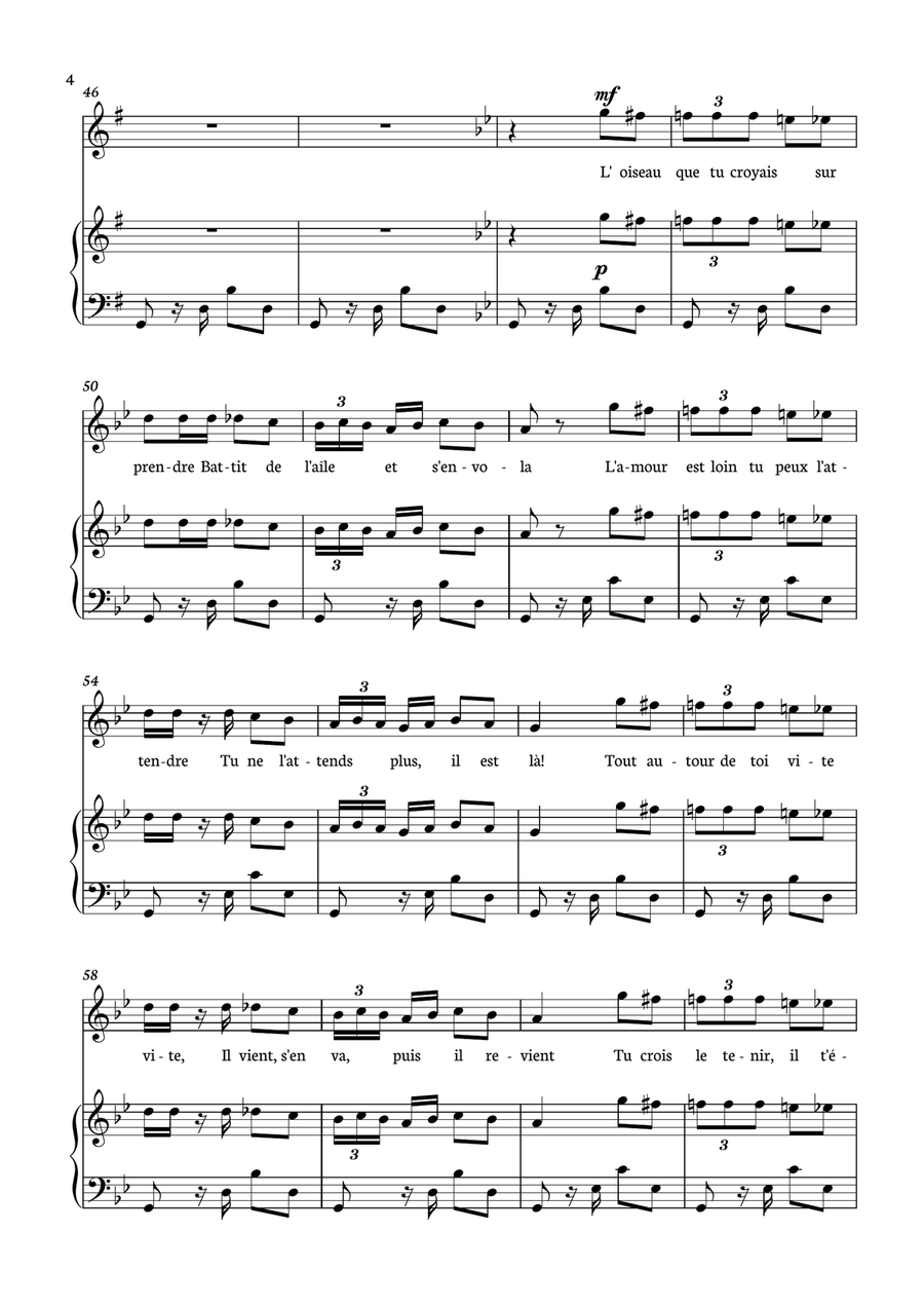 Habanera - Carmen for piano and voice in G minor. Piano, Vocal scores gallery preview page 4