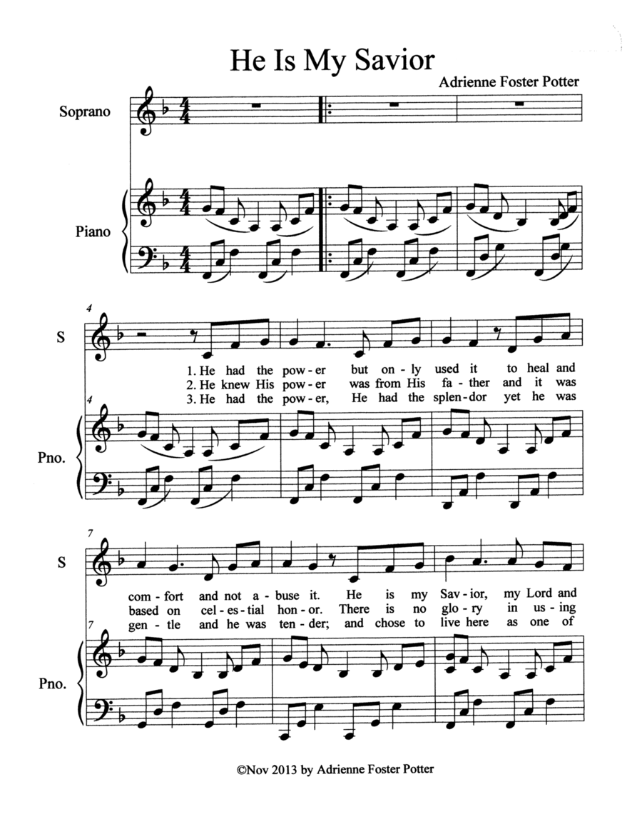 He Is My Savior, He Is My Friend Voice scores gallery preview page 1