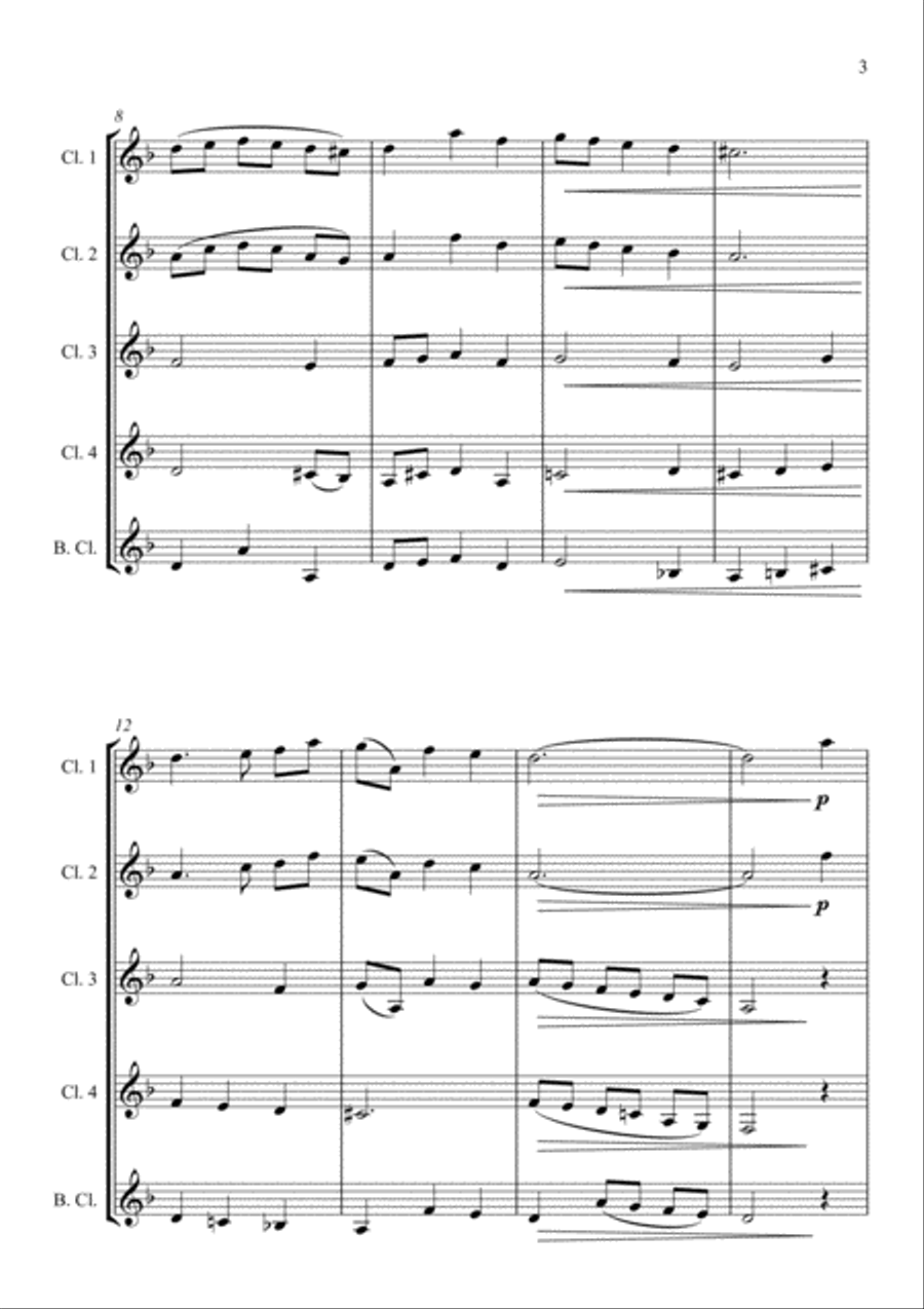 Coventry Carol - Jazz Arrangement - Clarinet Choir Clarinet Choir scores gallery preview page 3