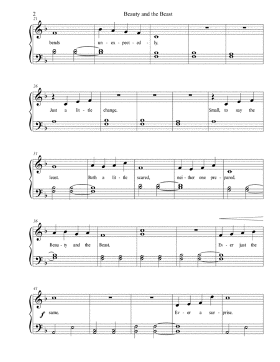 Beauty And The Beast Easy Piano scores gallery preview page 3