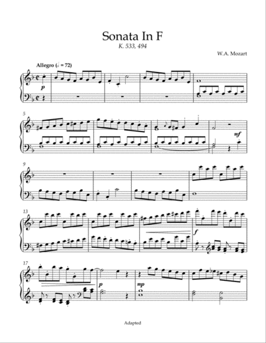 Sonata in F Major (K. 533, 494) Piano Method scores gallery preview page 2