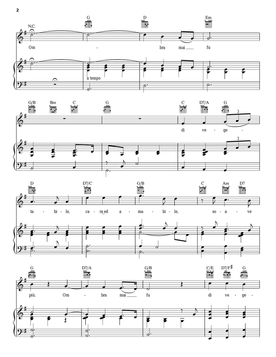 Ombra Mai Fu Piano, Vocal, Guitar scores gallery preview page 2