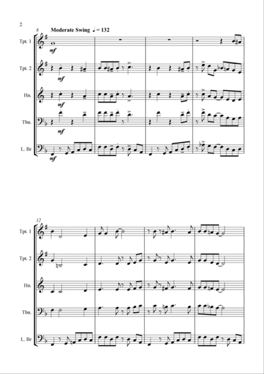 Down by the Riverside - for Brass Quartet Brass Quartet scores gallery preview page 4