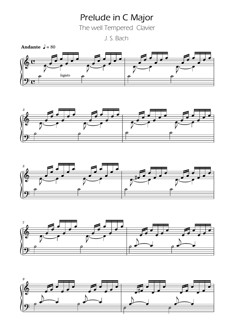 Bach - Prelude in C major - BWV 846 Piano Method scores gallery preview page 1
