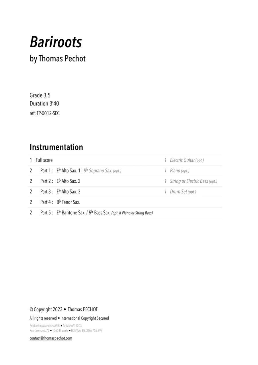 Bariroots Bariroots Woodwind Ensemble scores gallery preview page 1