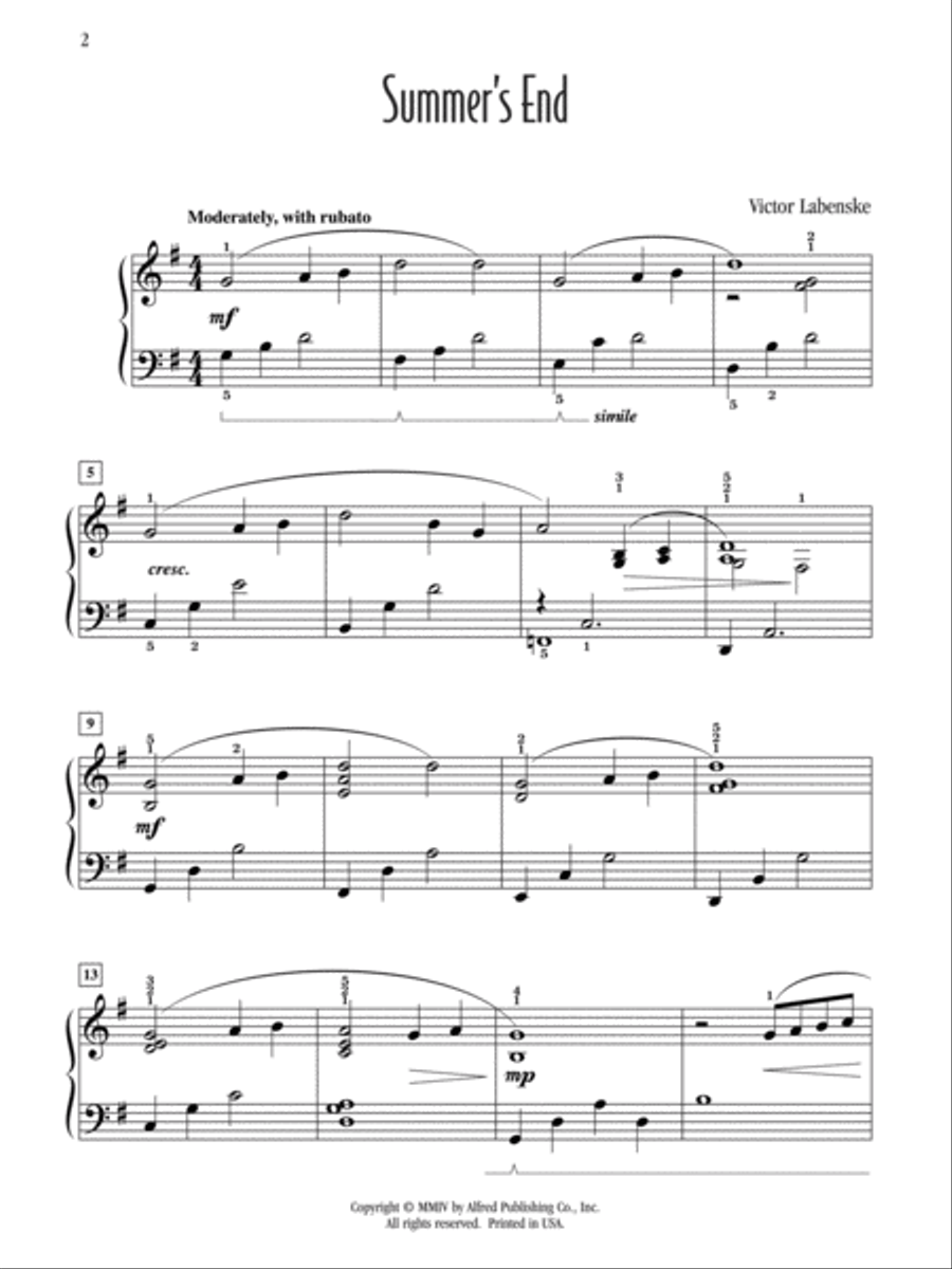 Summer's End Summer's End Piano Solo scores gallery preview page 2