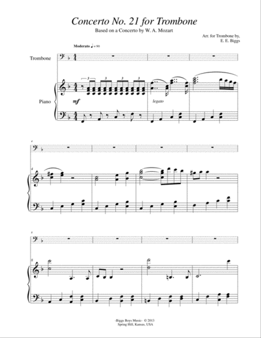 Concerto No. 21 for Solo Trombone Trombone Solo scores gallery preview page 1