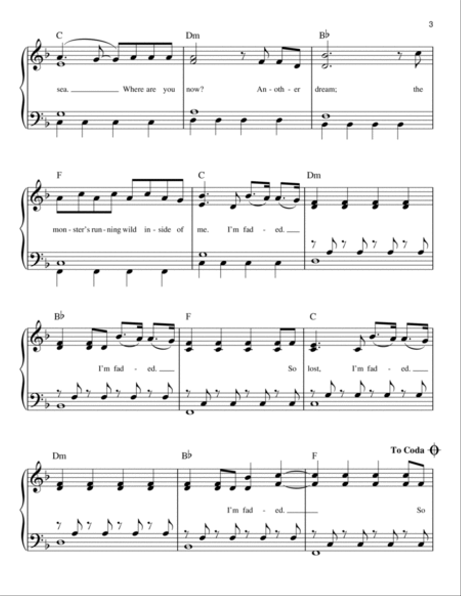 Faded Easy Piano scores gallery preview page 3