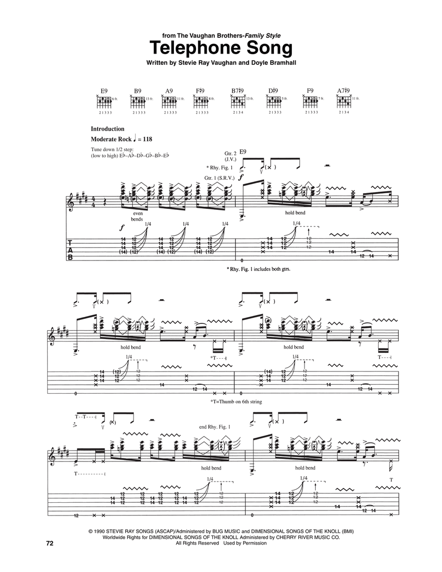 Telephone Song Electric Guitar scores gallery preview page 1