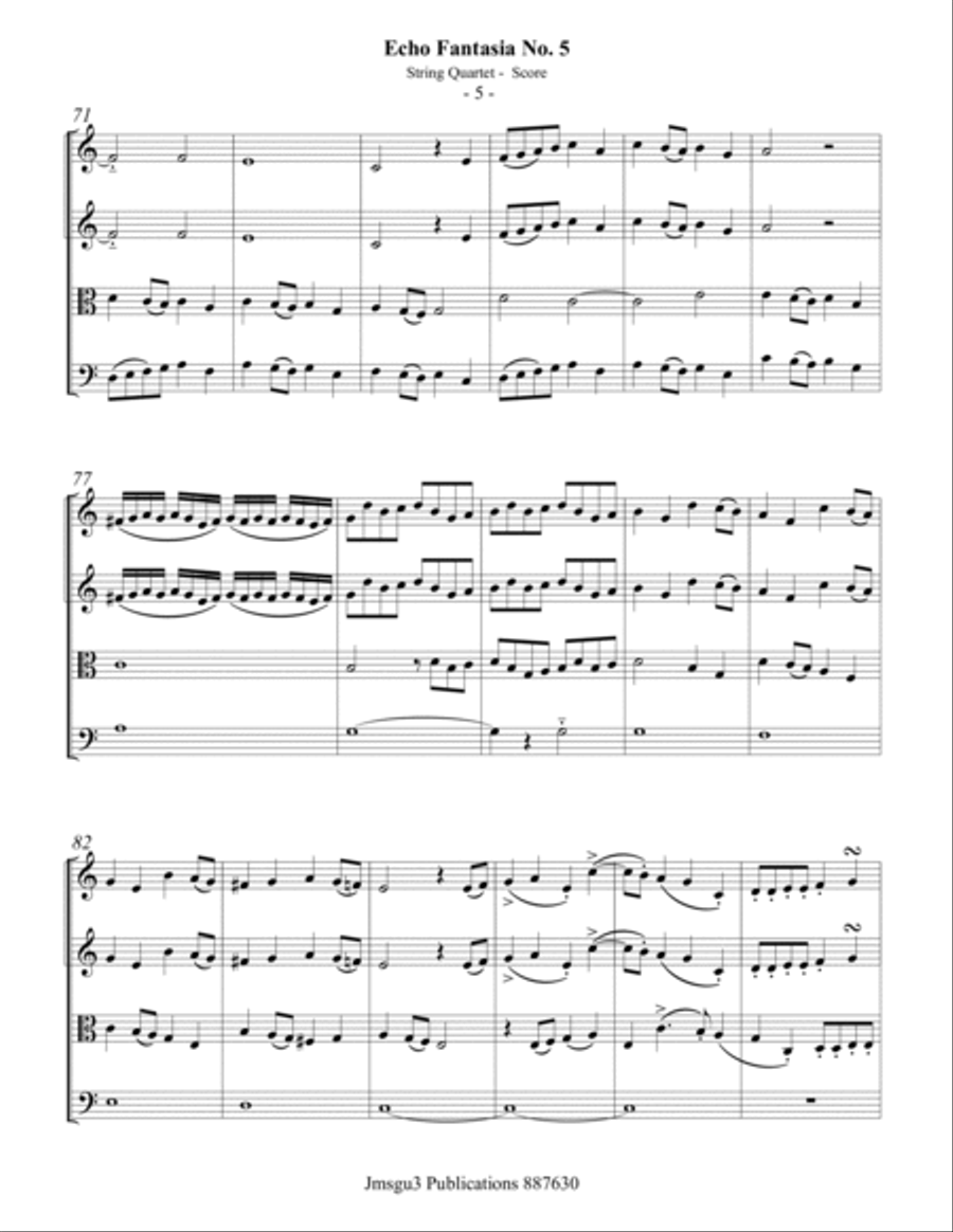 Sweelinck: Echo Fantasia No. 5 for String Quartet String Quartet scores gallery preview page 5